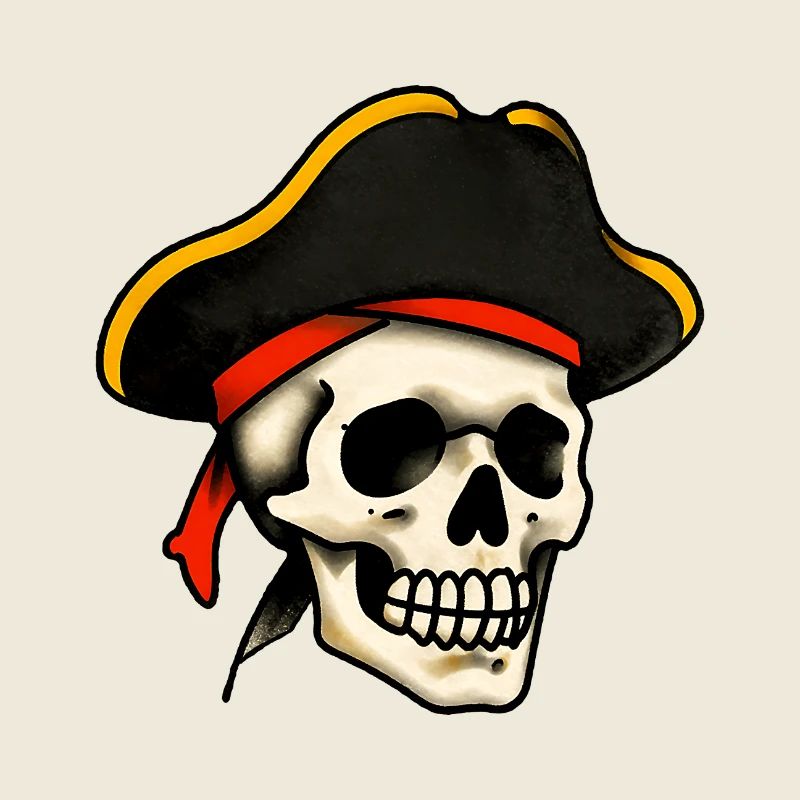 Crâne de pirate tatoué classique
