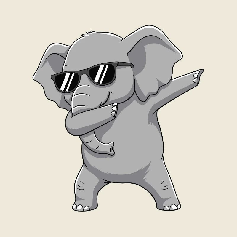 Cool Dabbing Elephant Sunglasses Cartoon Art