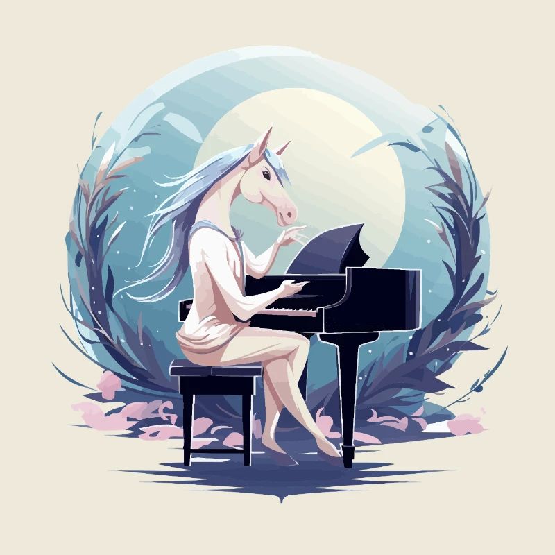 Licorne au clair de lune au piano