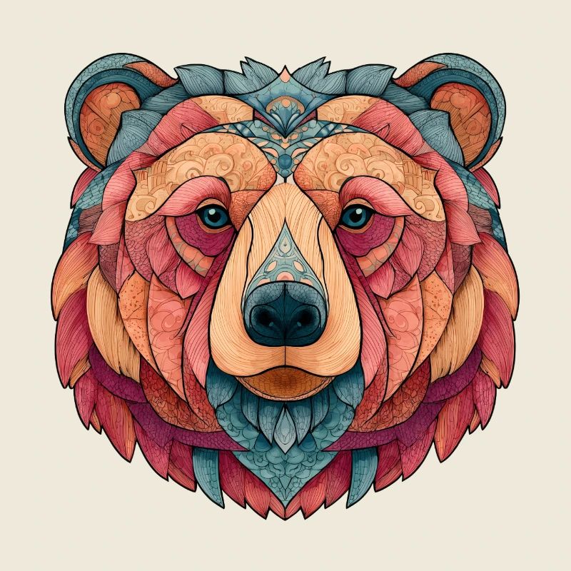 Ours mandala en couleur, calme et harmonie