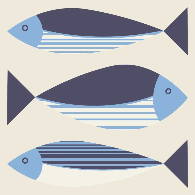 Illustrierte Grafik: Fisch dunkelblau