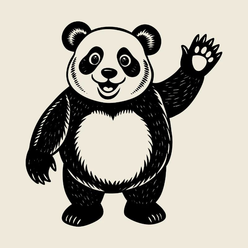 Panda winkt Hallo