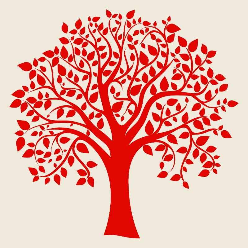 Rote Jumbo-Baum-Print-Silhouette