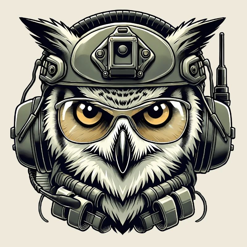 Taktische Eule mit Helm
