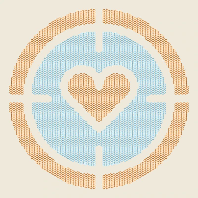 Heart in Target Emblem, honeycomb pattern
