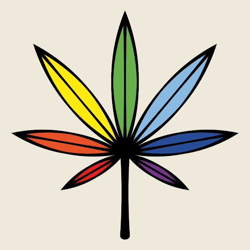 Cannabis / Marijuana / Hemp (Outline / Rainbow)