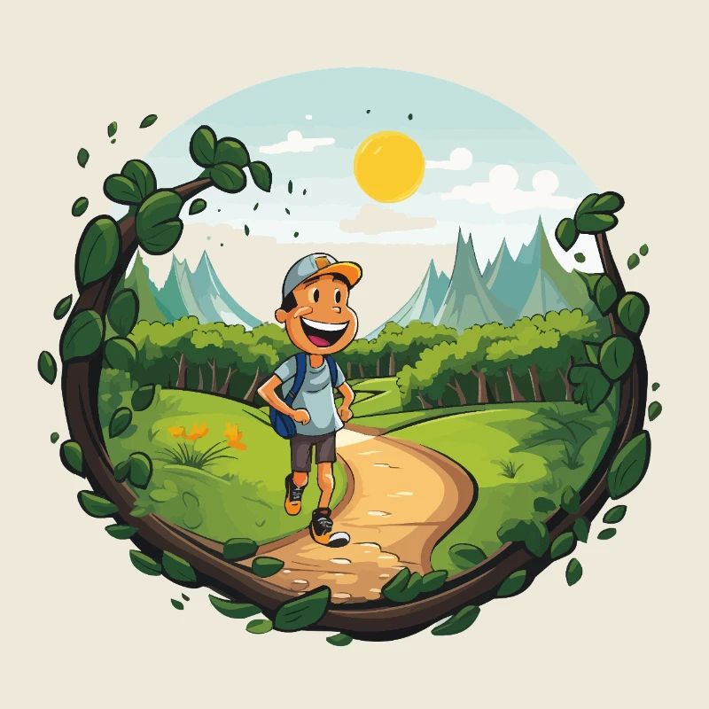 Randonneurs sur le sentier forestier
