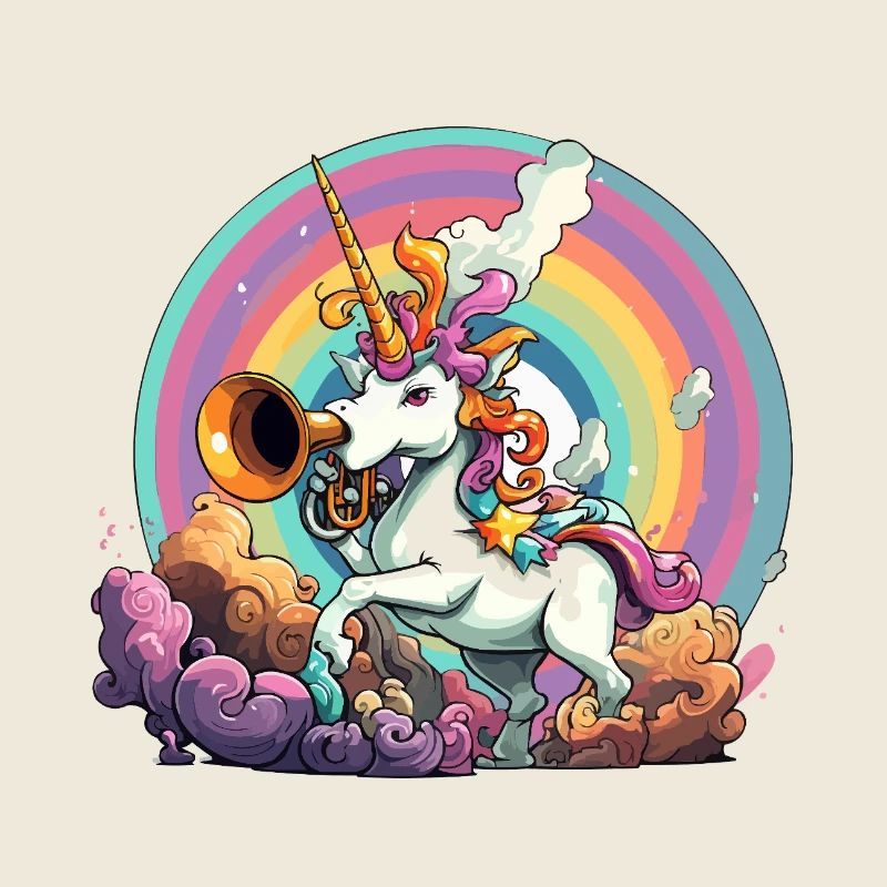 Licorne arc-en-ciel avec trompette