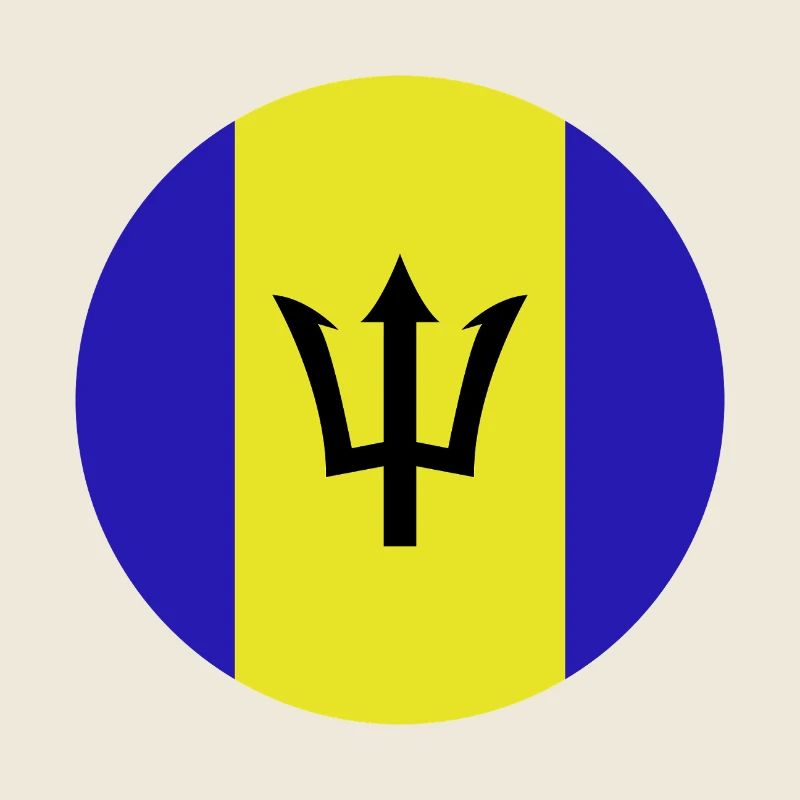 Round Barbados flag