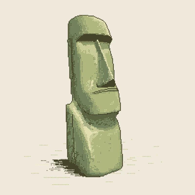 Statue rétro en pixel art Moai de l’île de Pâques