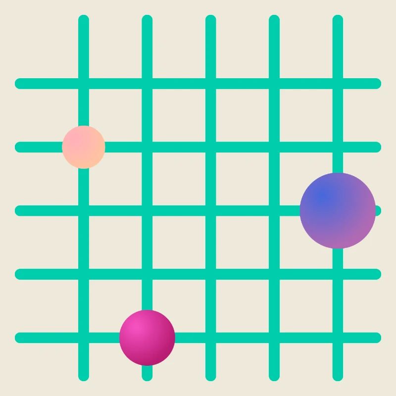 Geometrisches Grid mit Farb-Sphären