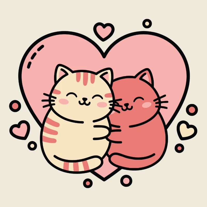 Heartfelt Cat Hug Duo