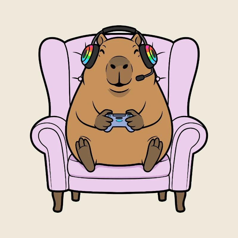 Gamer Capybara-Nagetier spielt Videospiele