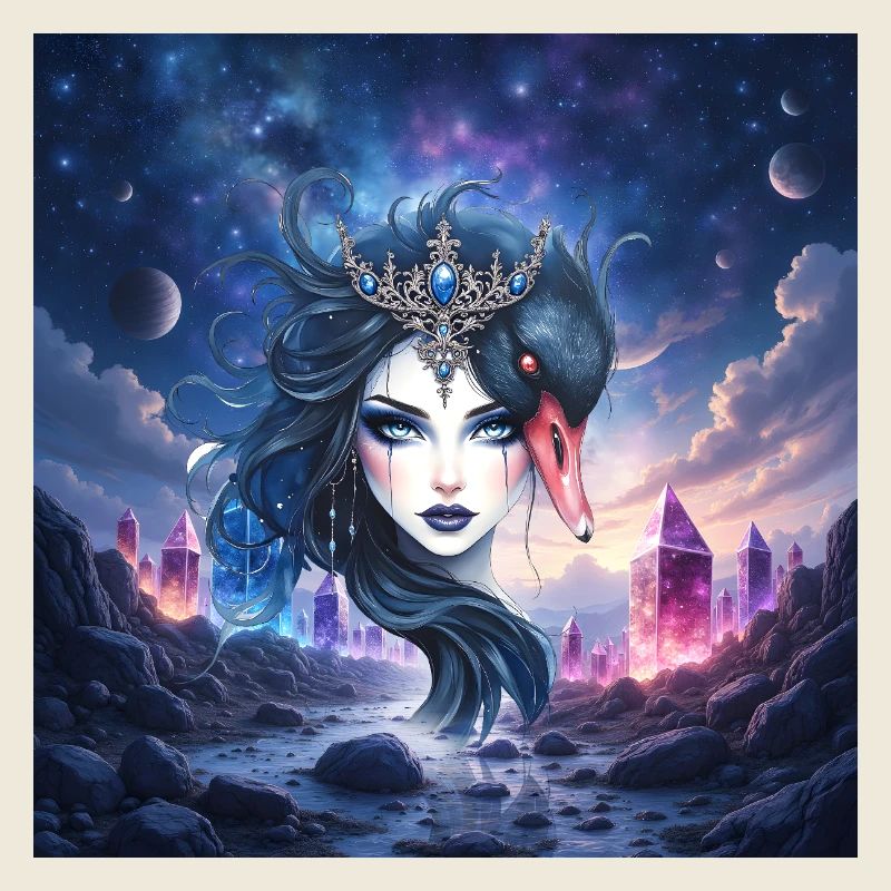 Star Queen with Swan and Crystals