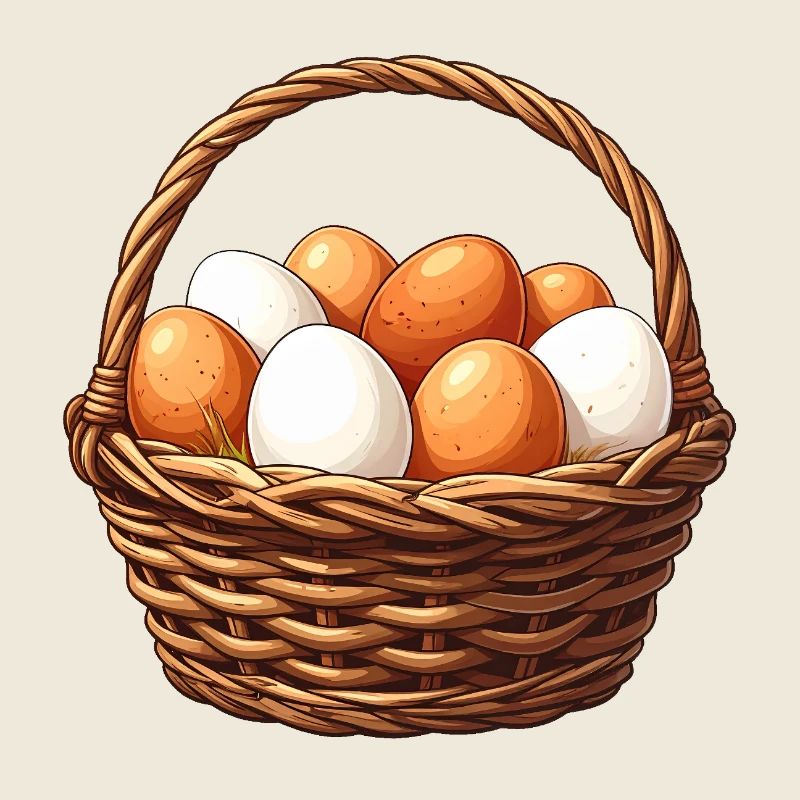 Korb mit braunen und weißen Eiern