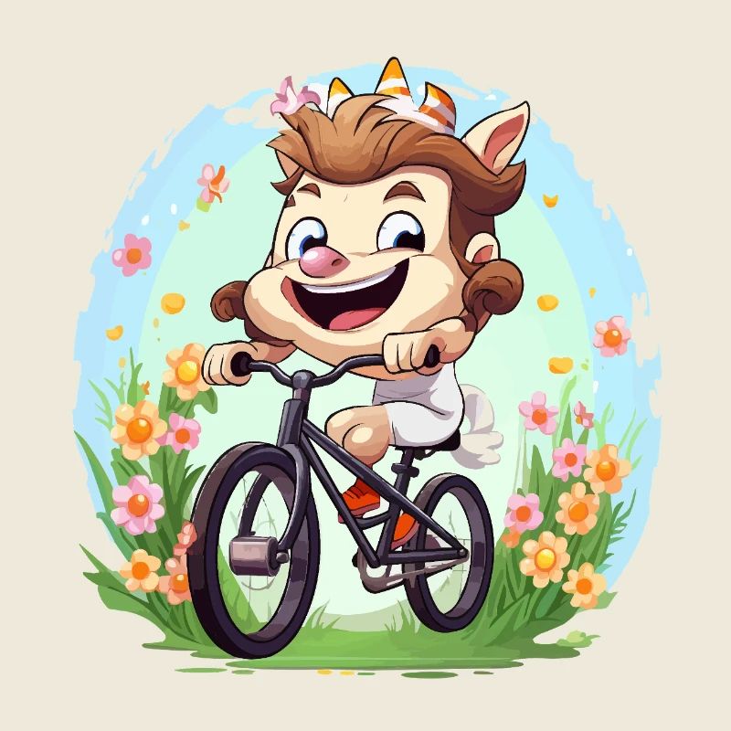 Amoureux des animaux joyeux à vélo