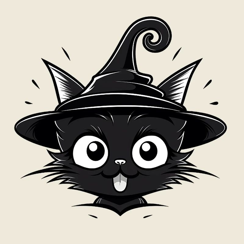 Black Cat Sorceress with Witch Hat - Cat