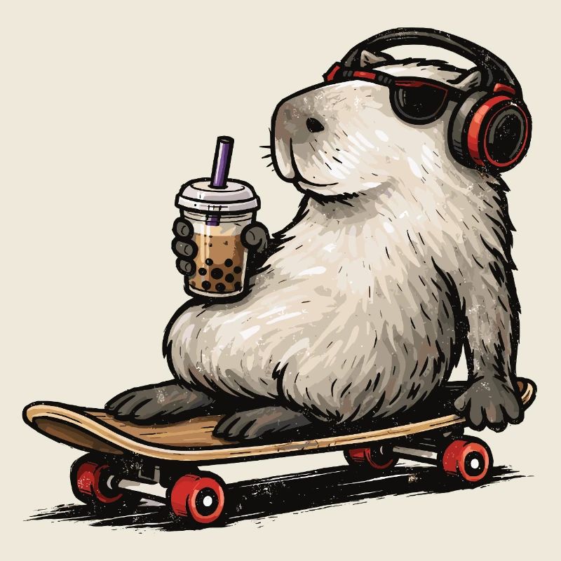 Capybara Skateboard Bubble Tea