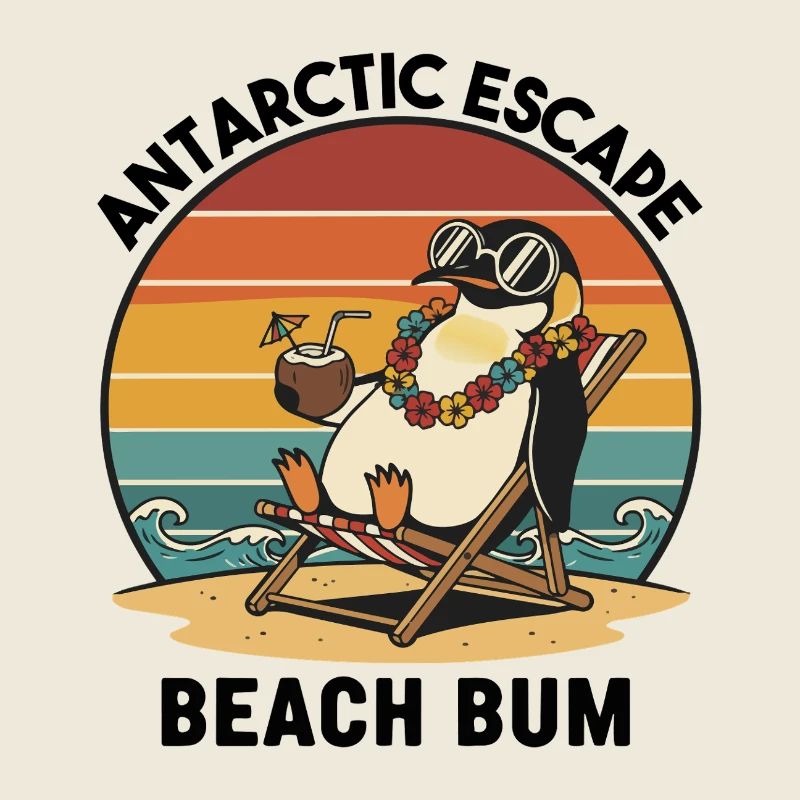 Penguin Beach Retro Beach Bum