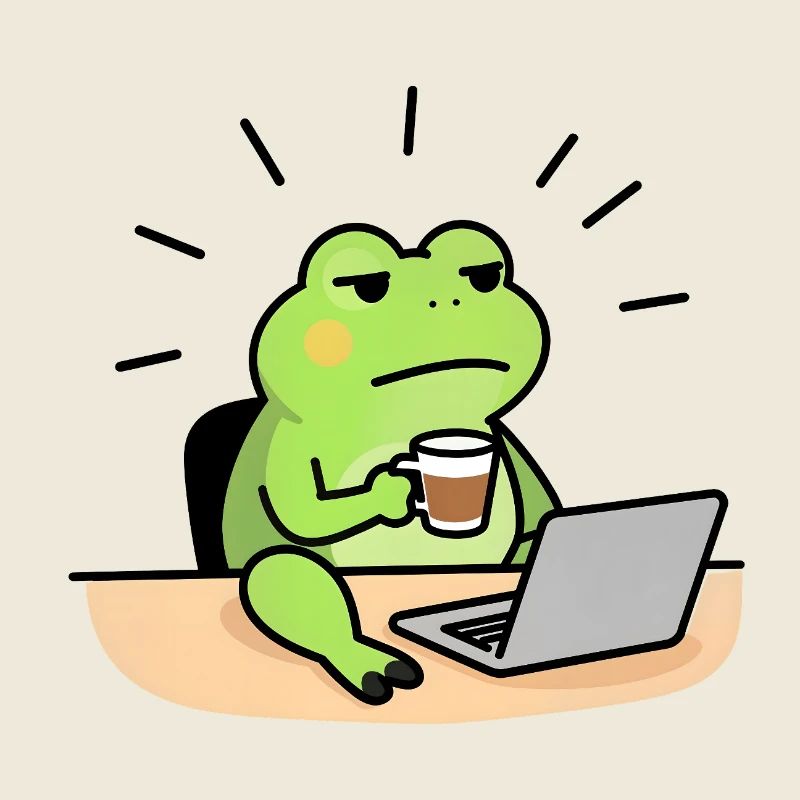 Grenouille café et laptop