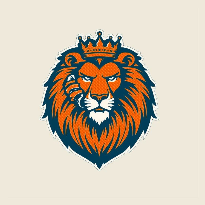 Crown Lion Orange Blue Logo