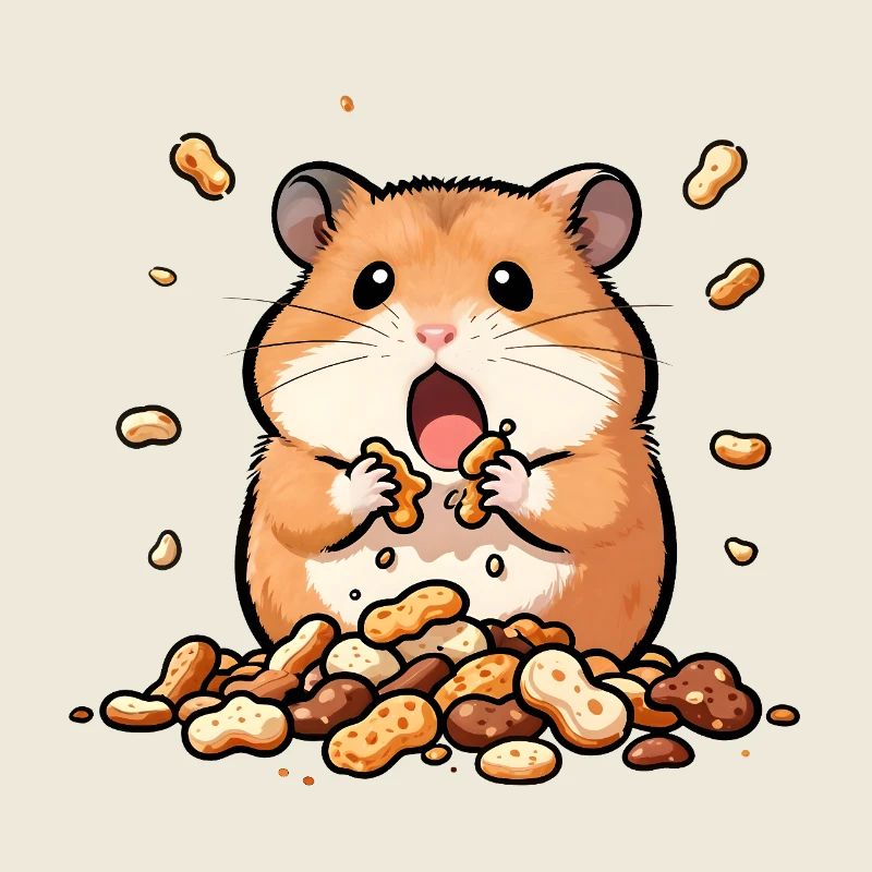 Hamster gourmand et cacahuètes
