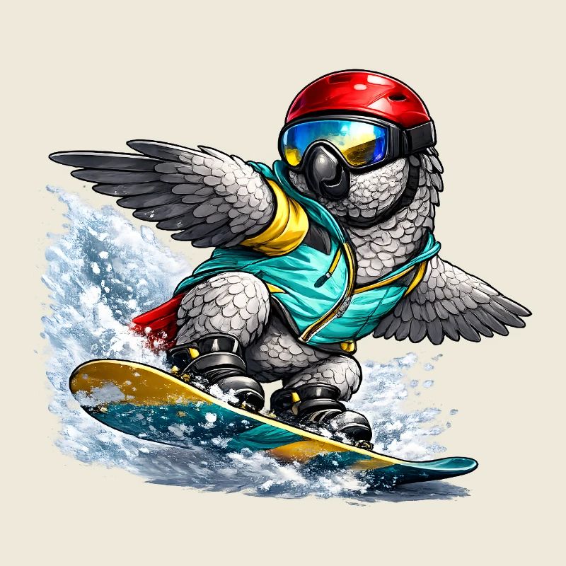 Graupapagei Snowboard