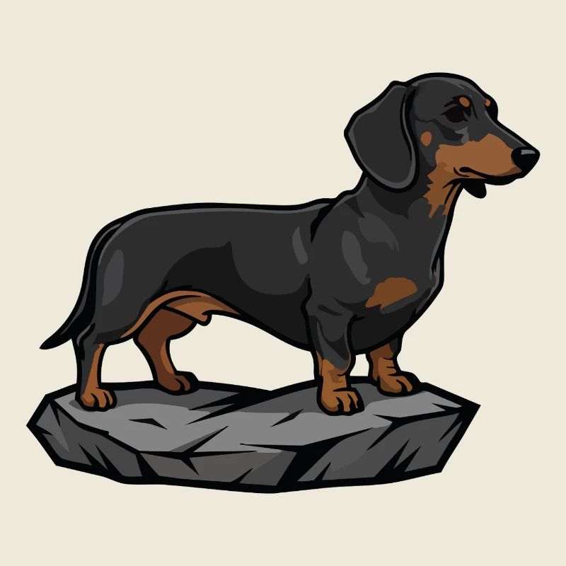 Dachshund Dog on Rock Portrait