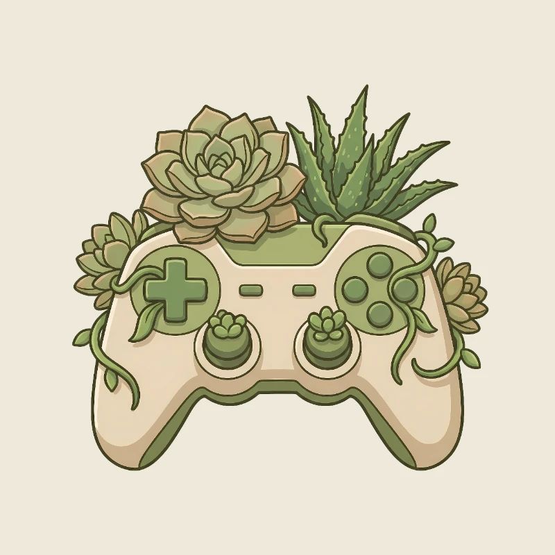 Sukkulent-Controller – Süßer Gaming-Aufkleber