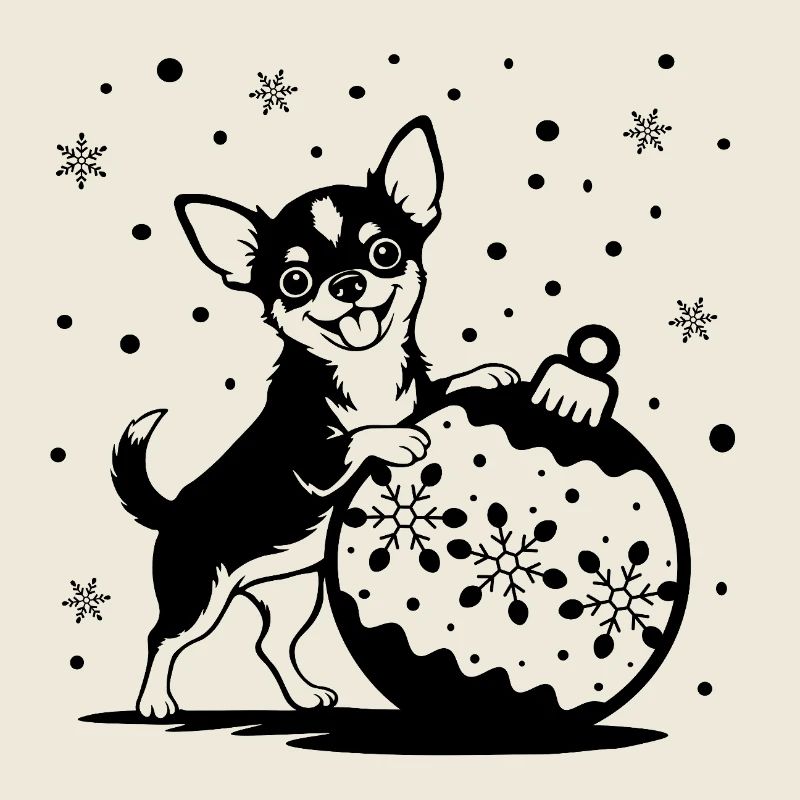 Fröhlicher Chihuahua mit Weihnachtskugel