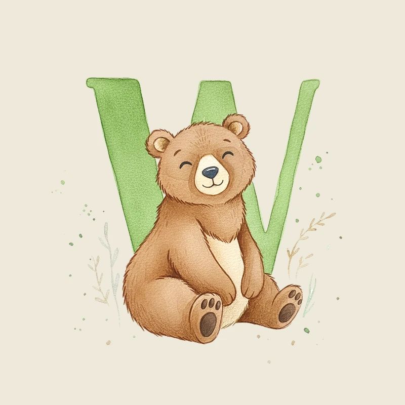 Bär mit Buchstabe W