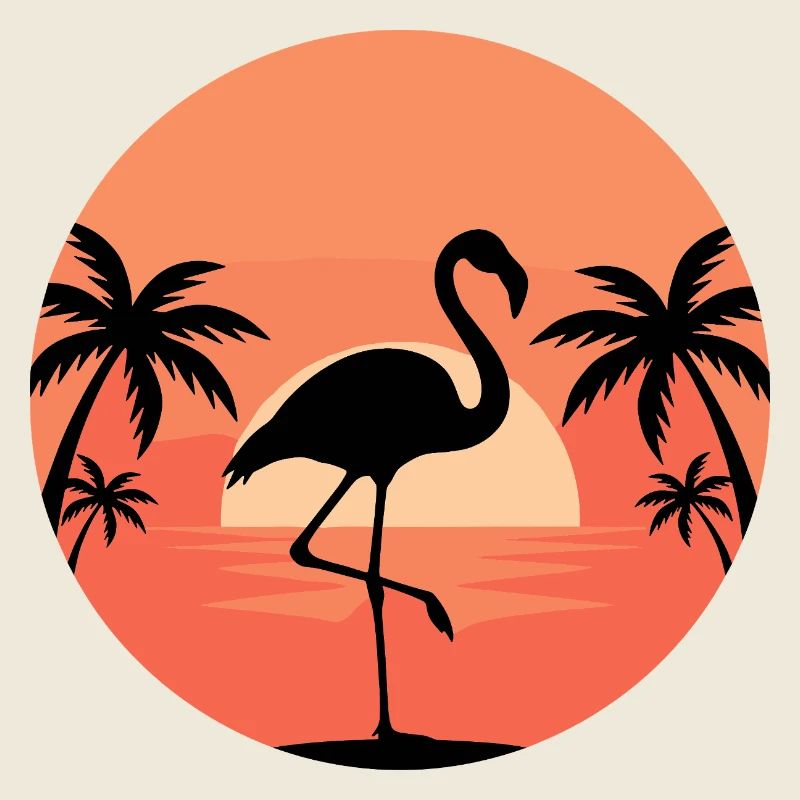 Flamant rose dans Sunset Tropic