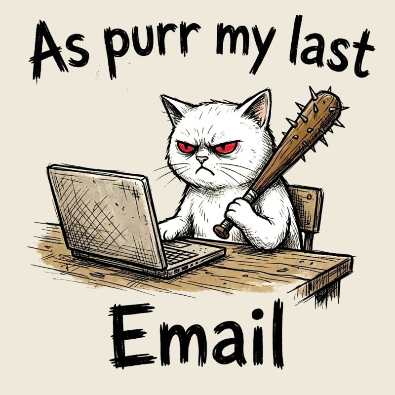 Wütende Katzen-Email am Laptop per my last mail