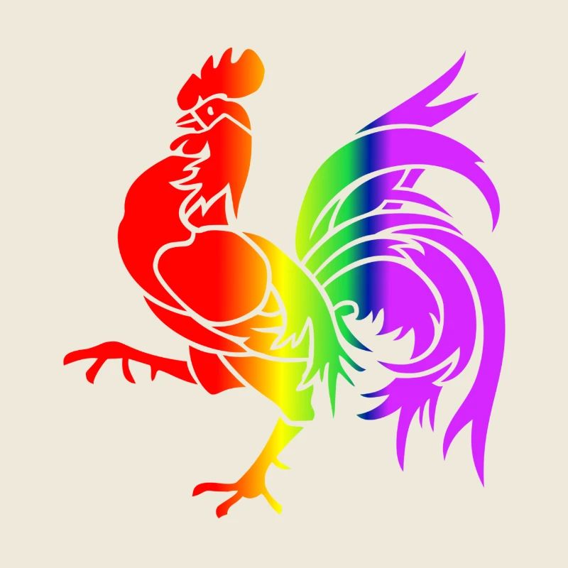Colorful Rainbow Rooster