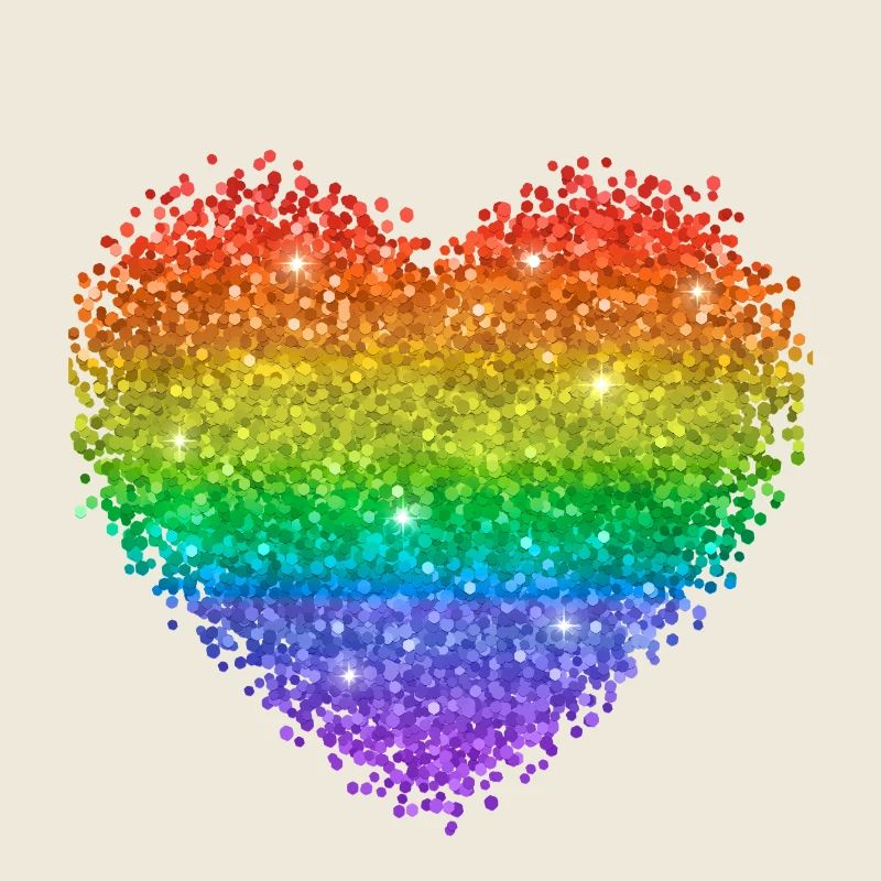 Rainbow Heart Glitter Dots