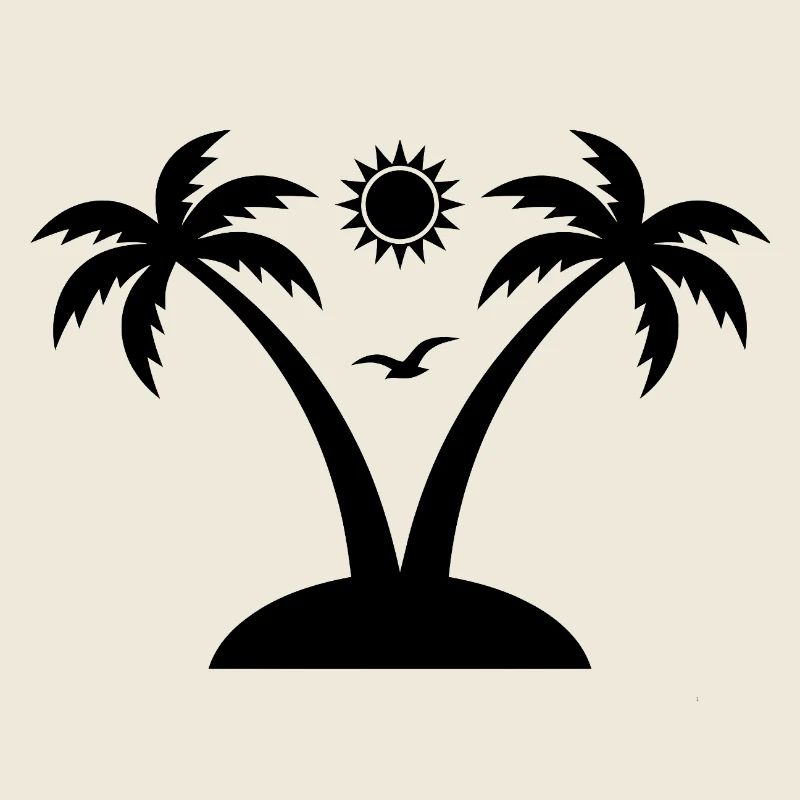 Tropeninsel-Aufkleber – Palmen- und Sonnendesign