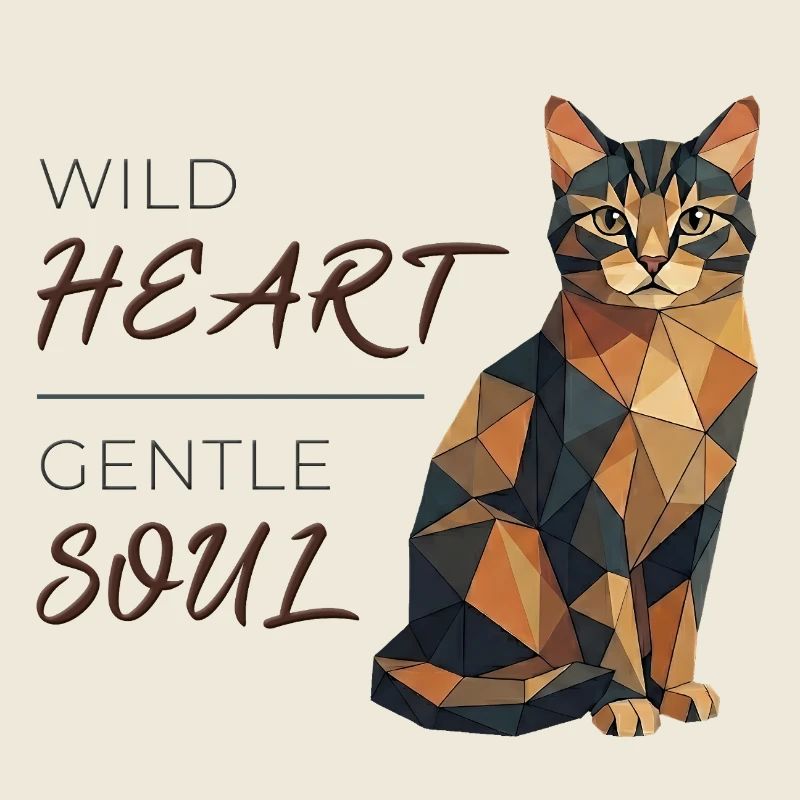 Cat Design Low-Poly - Cœur sauvage, âme douce