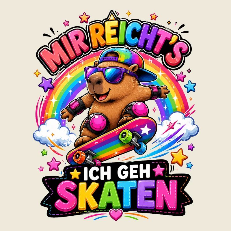 Skate Capybara Regenbogen