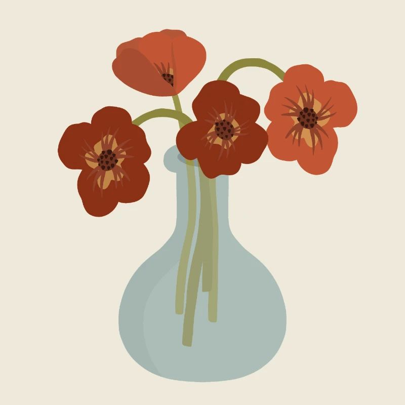 Red Poppy Vase Floral