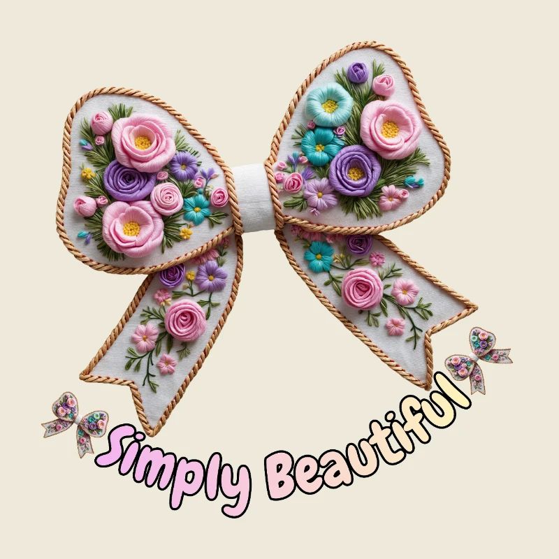 Embroidered floral bow tie - Romantic style