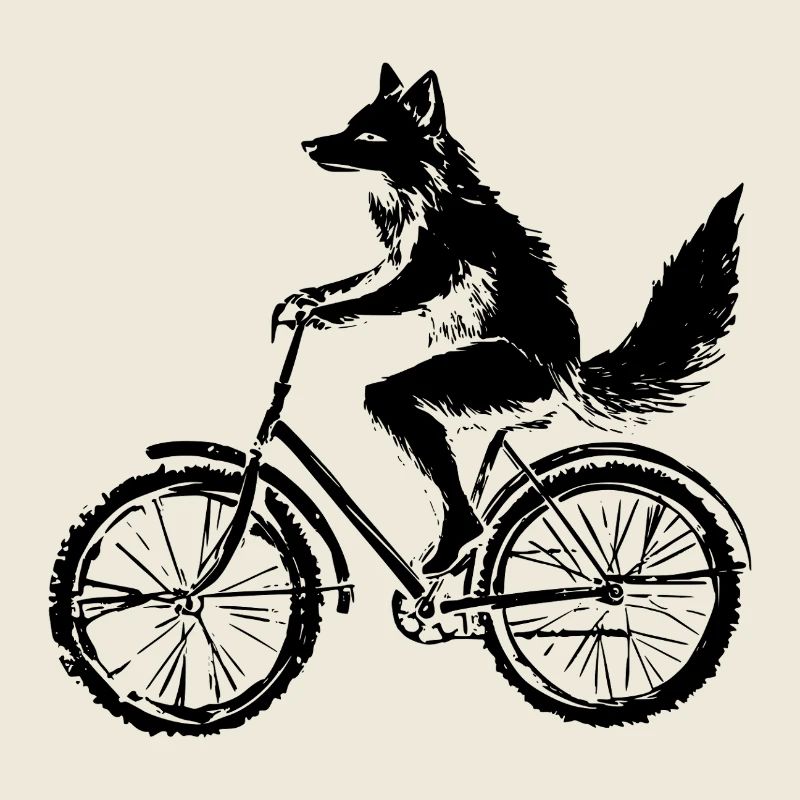 Funny Bicycle Fox