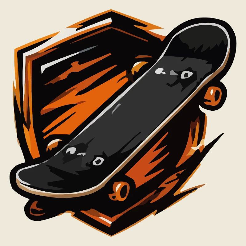 Flammendes Skateboard-Motiv
