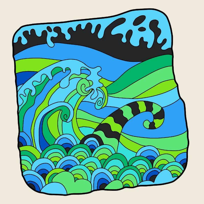 Green Deco Waves