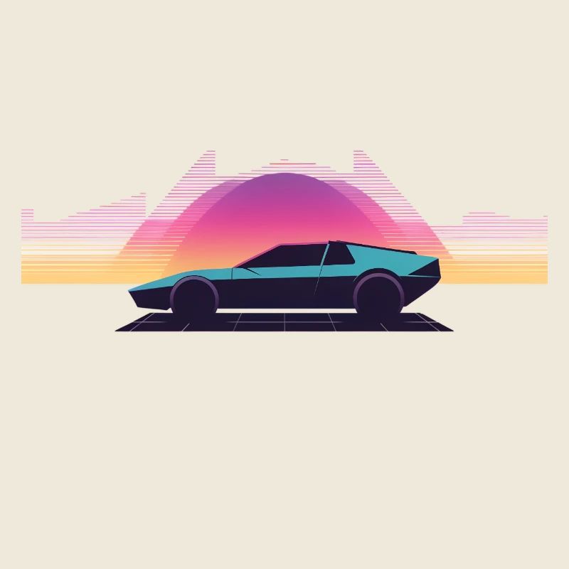 Synthwave Auto Outrun Grid Sunset 80s