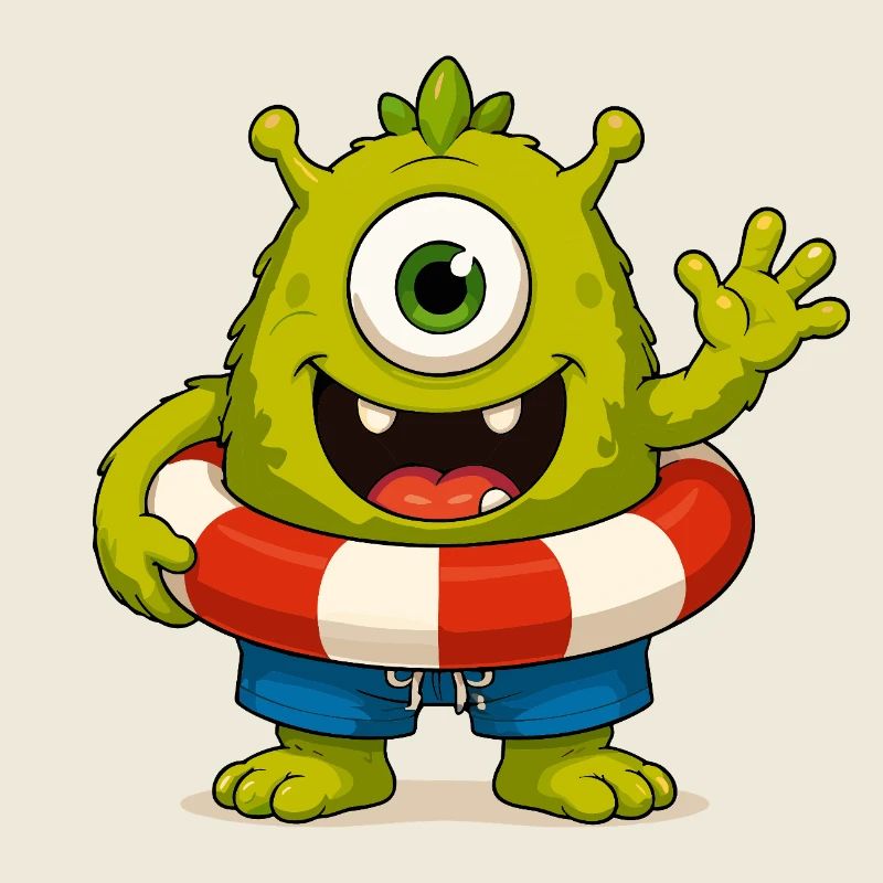 Monster mit Badehose