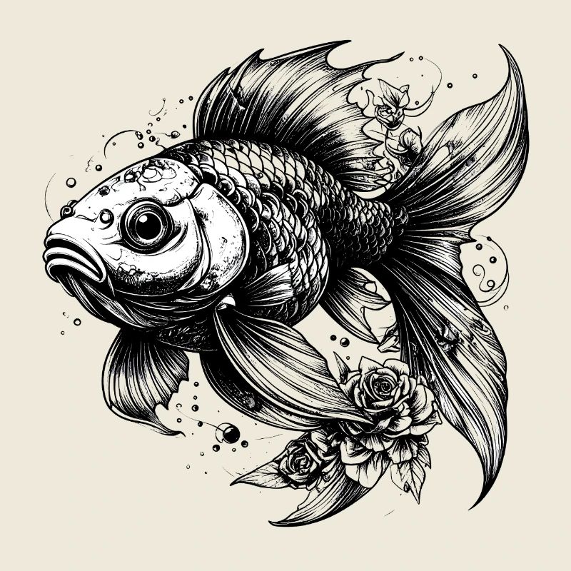 Poisson rouge noir et blanc