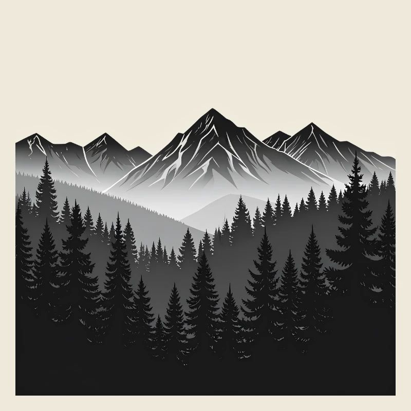 Nebelwald Bergsilhouette