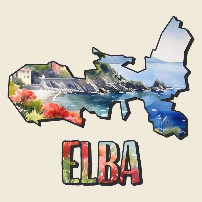 Carte aquarelle de l’île d’Elbe