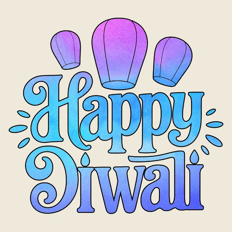 Happy Diwali Lanterns Gradient