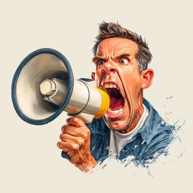 Loud call with megaphone